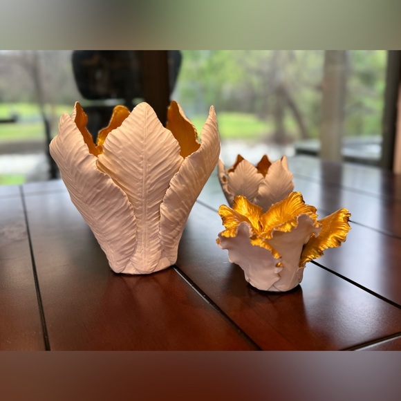 Kobu Candle Holder Set - White & Old Gold